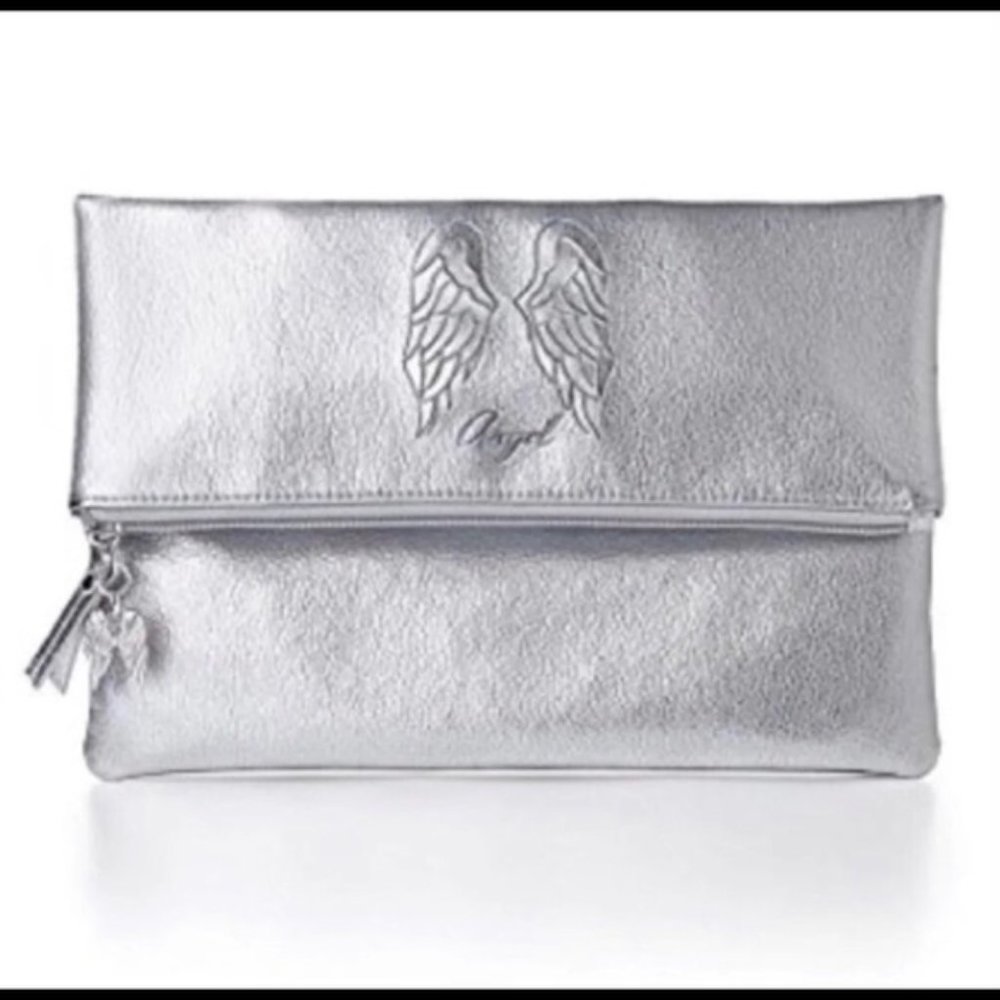 Victoria's Secret Angel Silver Foldover Clutch NWT